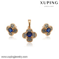 64165 Xuping body jewelry set factory direct price for women pendant and earrings luxury flower gold set